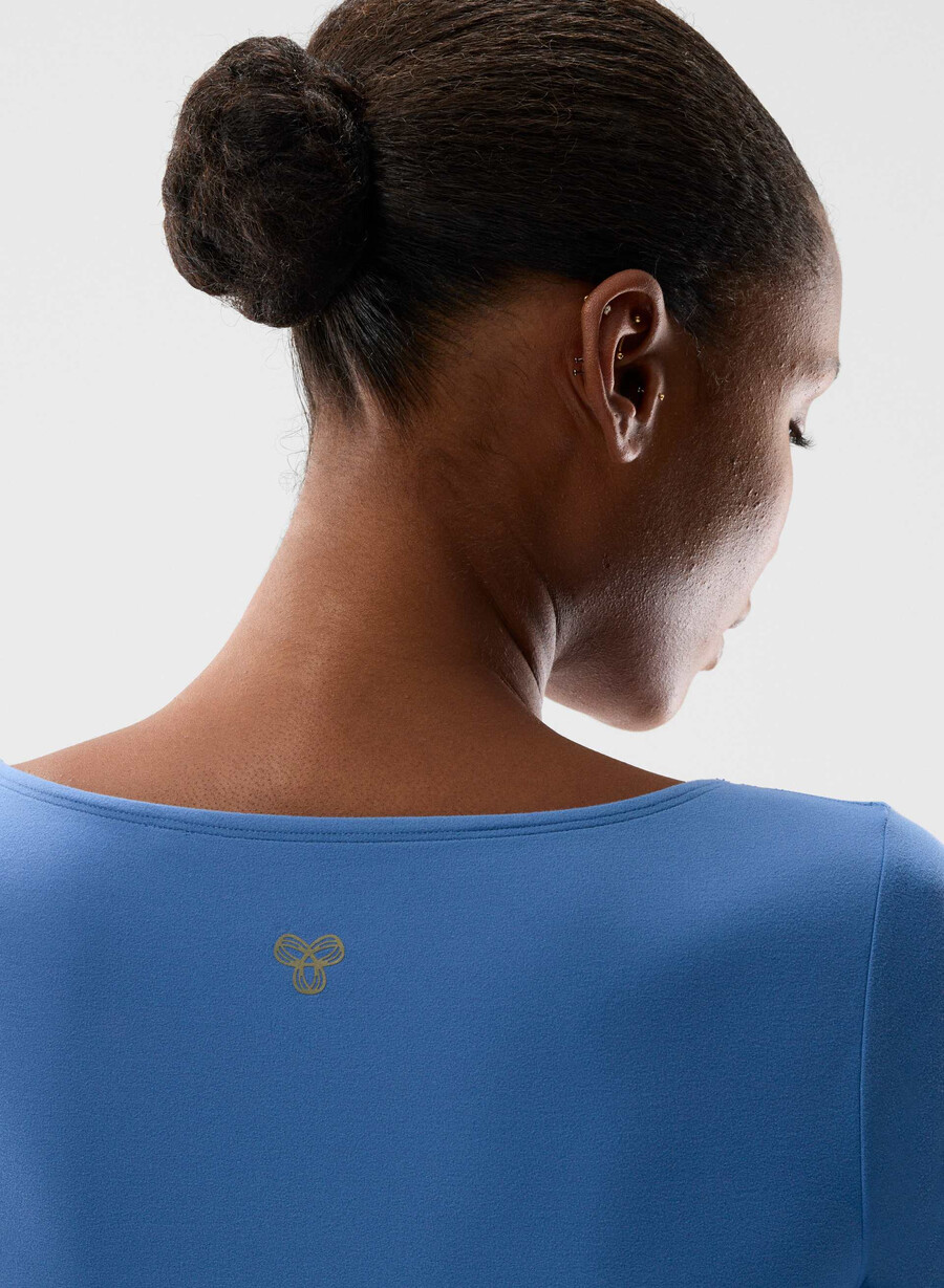 tricou butter essential cu guler pătrat și mânecă lungă french blue