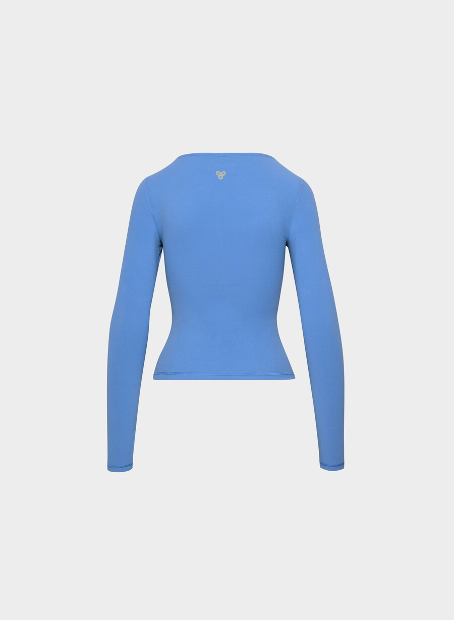 tricou butter essential cu guler pătrat și mânecă lungă french blue