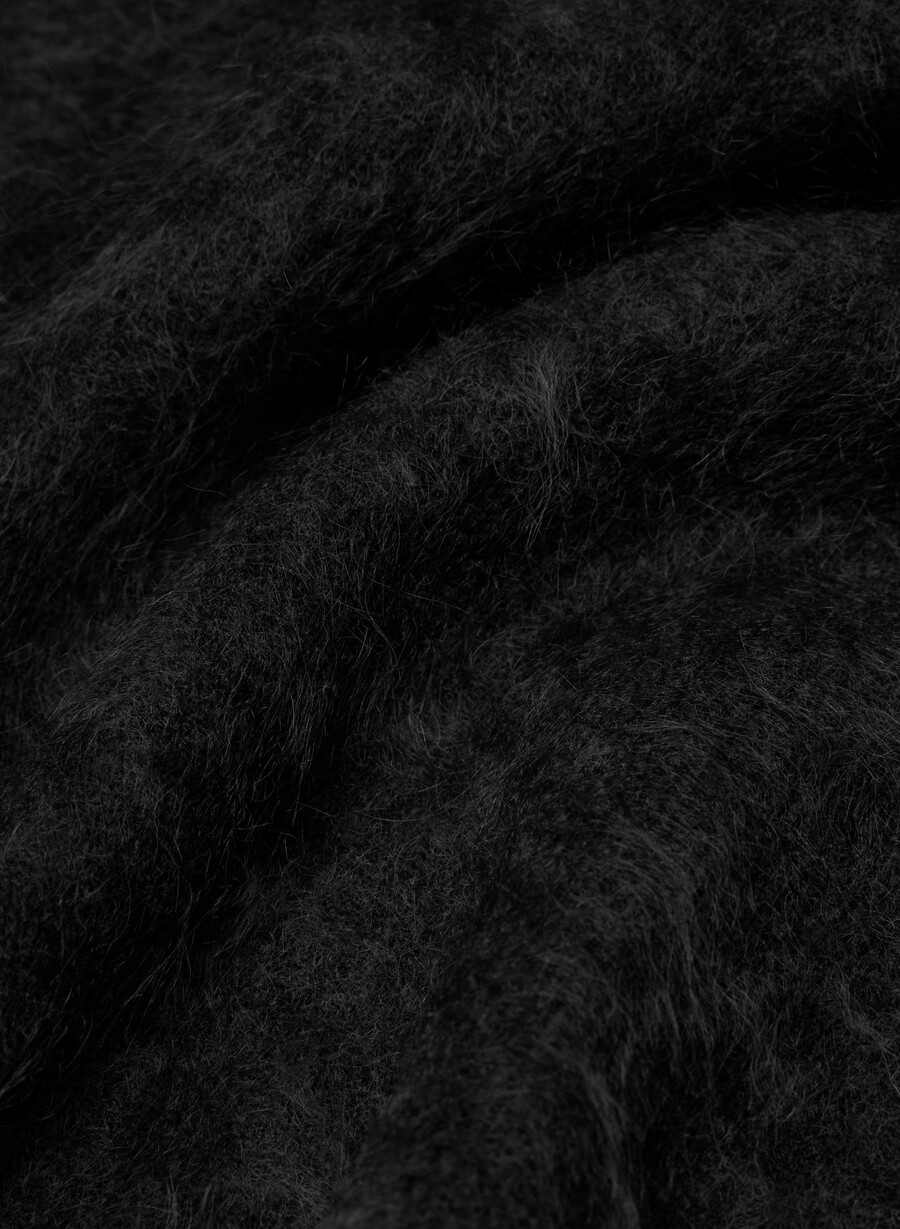 pulover din cașmir periat stil crew negru