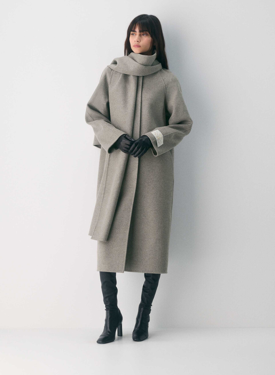 palton dublu the embrace - luxe rewool heather dark taupe