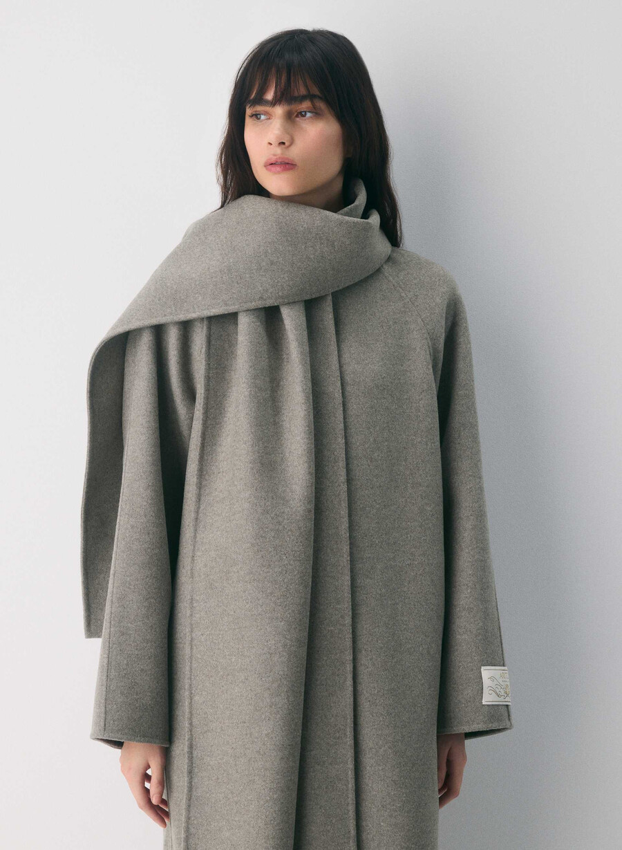 palton dublu the embrace - luxe rewool heather dark taupe