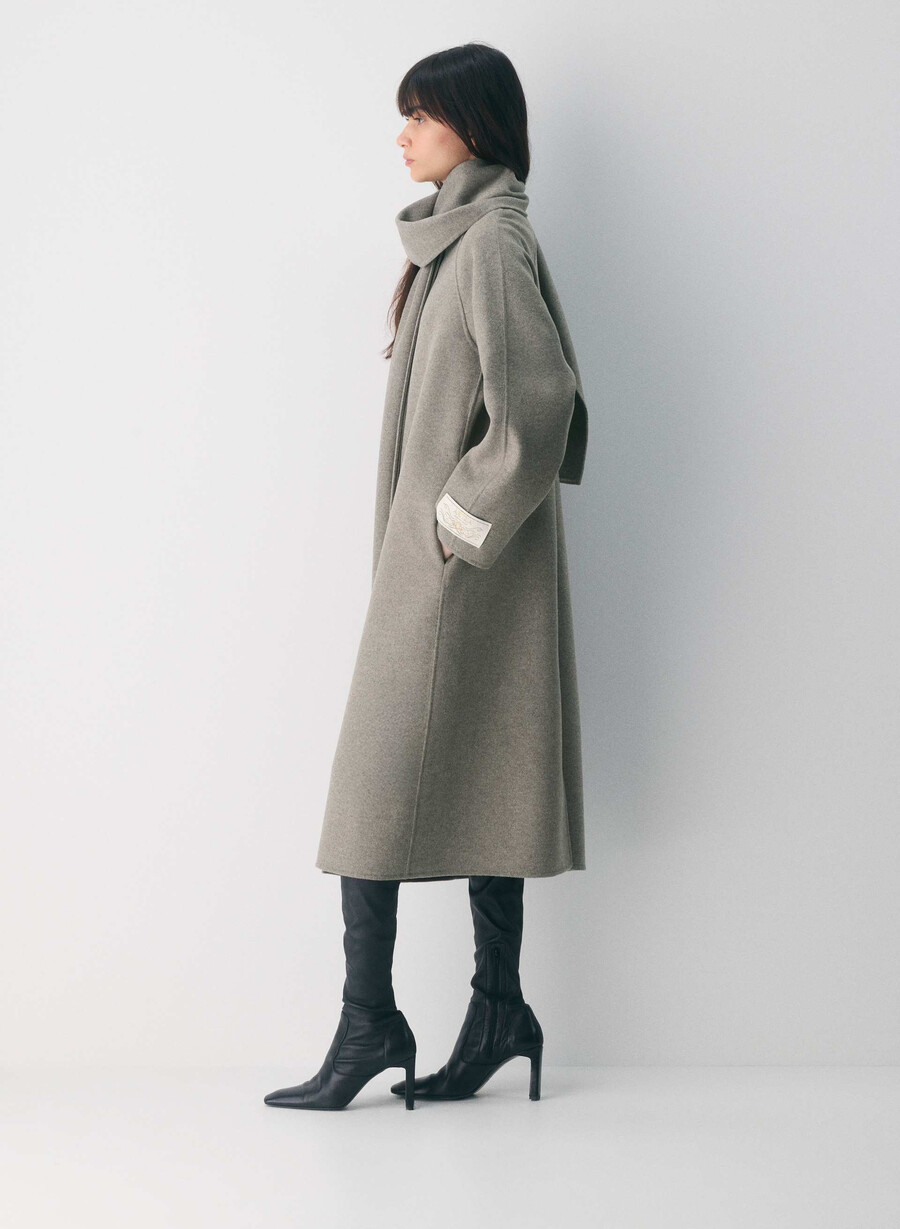 palton dublu the embrace - luxe rewool heather dark taupe