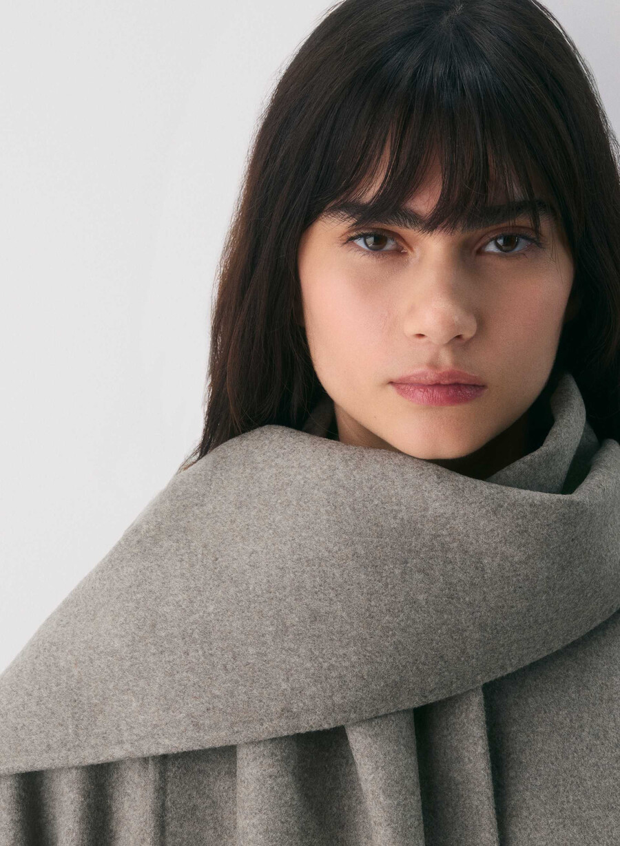 palton dublu the embrace - luxe rewool heather dark taupe