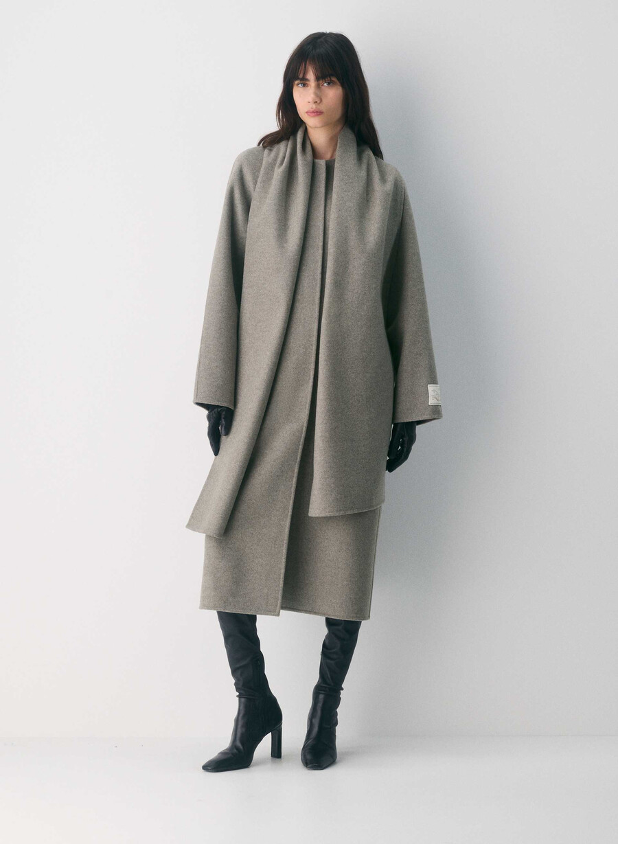 palton dublu the embrace - luxe rewool heather dark taupe