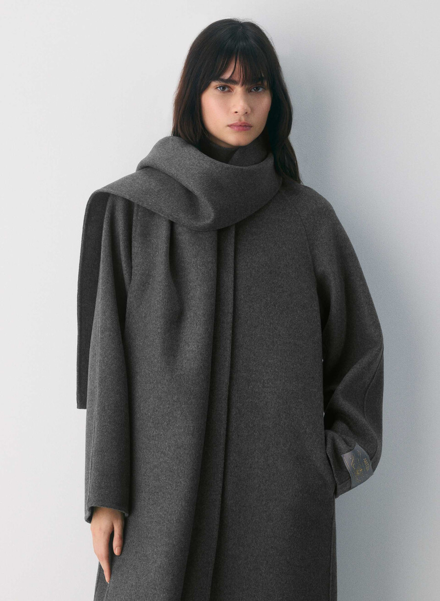 palton dublu the embrace - luxe rewool heather charcoal