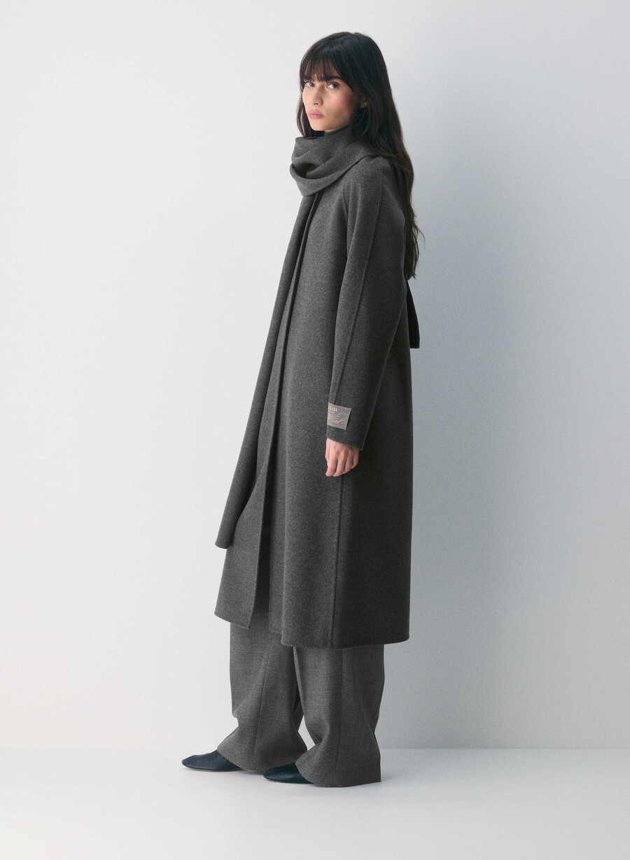 palton dublu the embrace - luxe rewool heather charcoal