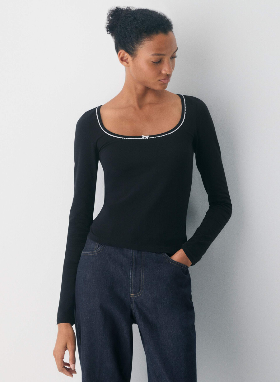 tricou cu mânecă lungă chill halfmoon negrualb