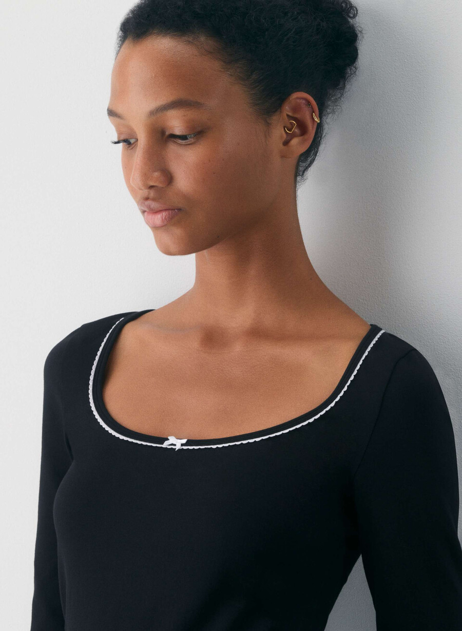 tricou cu mânecă lungă chill halfmoon negrualb