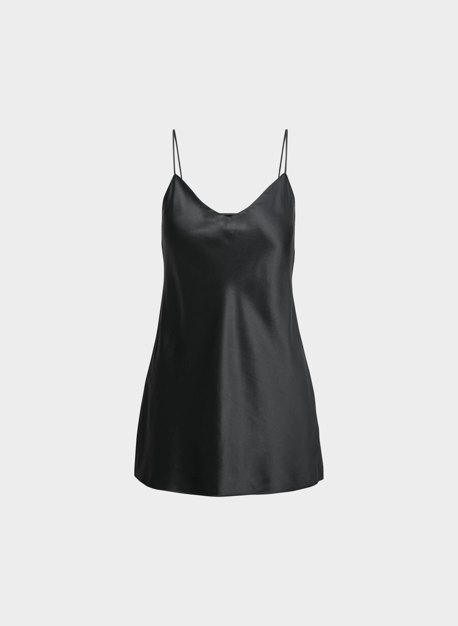 rochie nightside din mătase tip pijama neagrĂ