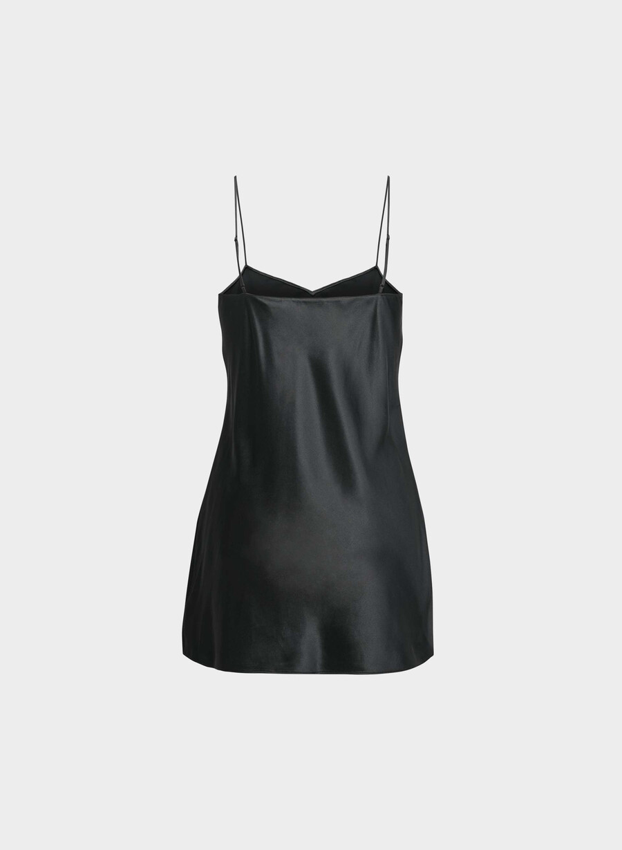 rochie nightside din mătase tip pijama neagrĂ