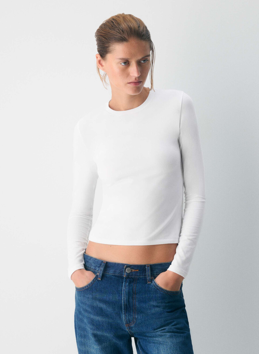 tricou cu mânecă lungă homestretch smooth solo alb strĂlucitor