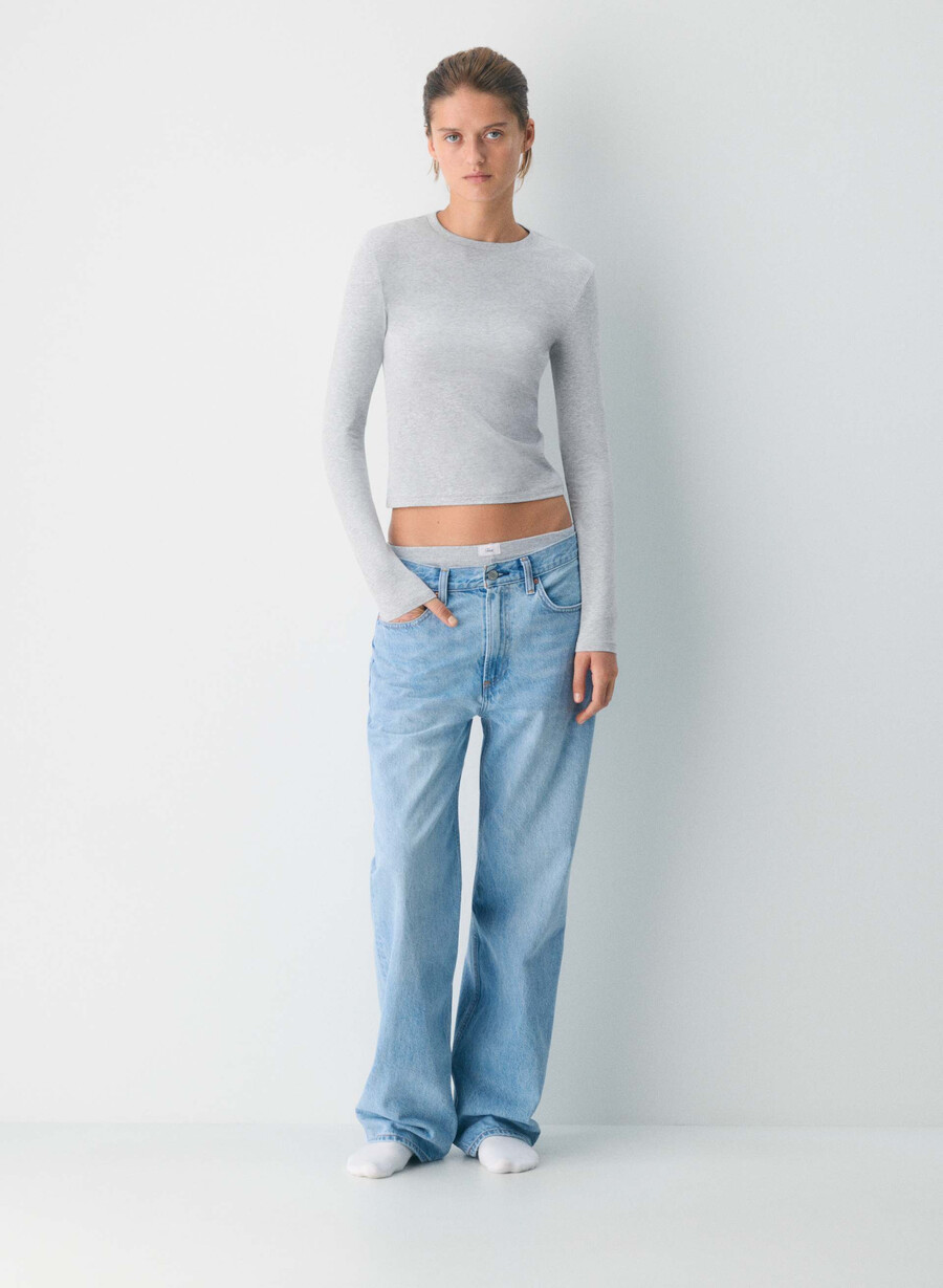 tricou cu mânecă lungă homestretch smooth solo culoare heather chrome