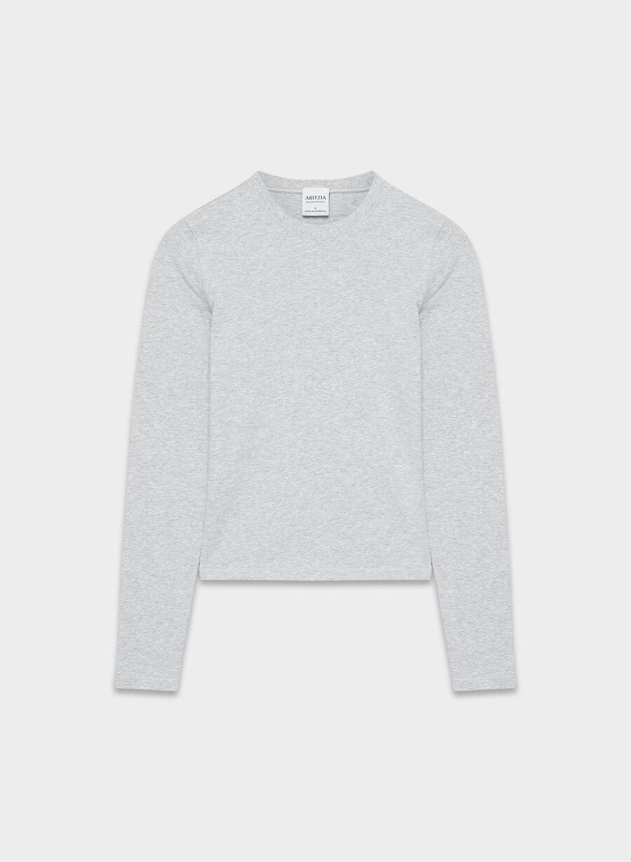 tricou cu mânecă lungă homestretch smooth solo culoare heather chrome
