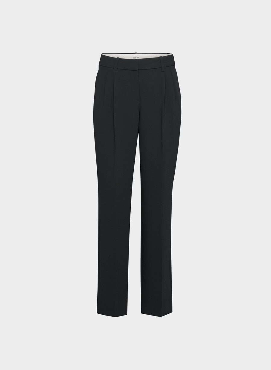 pantalonii the effortless pant cu croială curbată talie joasă - crepette negru