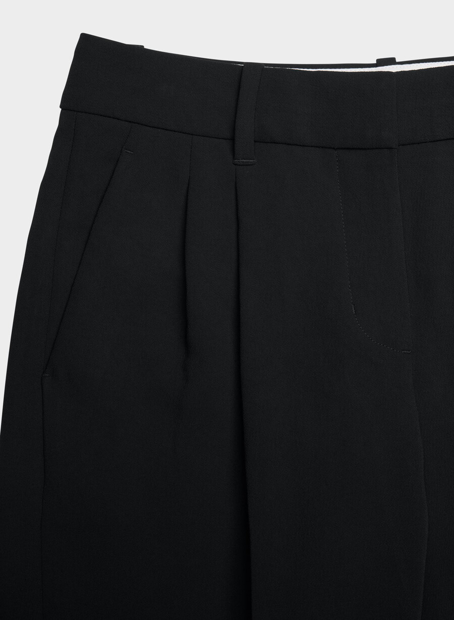 pantalonii the effortless pant cu croială curbată talie joasă - crepette negru