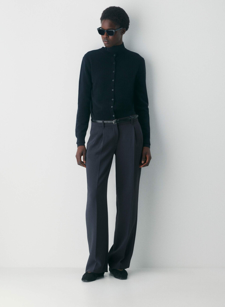 pantalonii the effortless pant curve-fit cu talie joasă - crepette bleumarin Închis