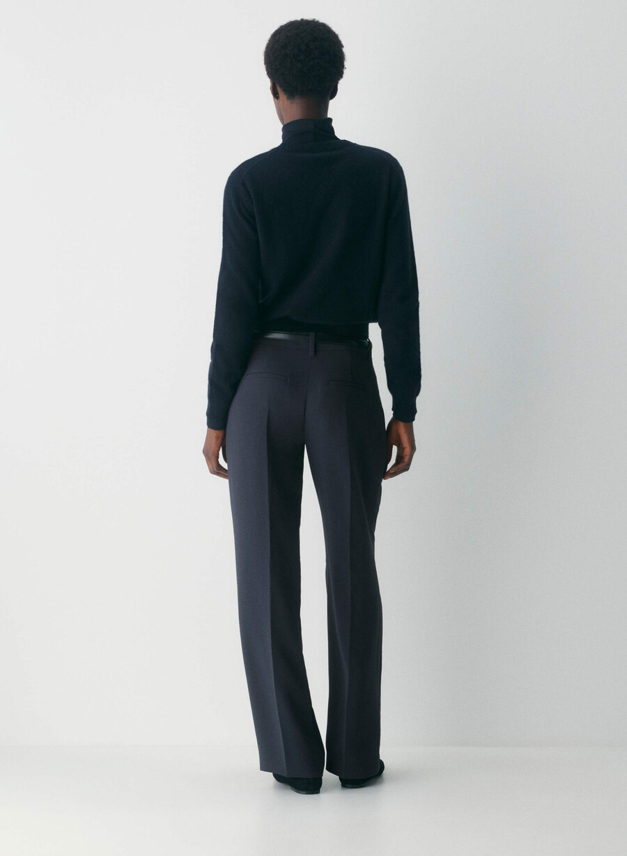 pantalonii the effortless pant curve-fit cu talie joasă - crepette bleumarin Închis