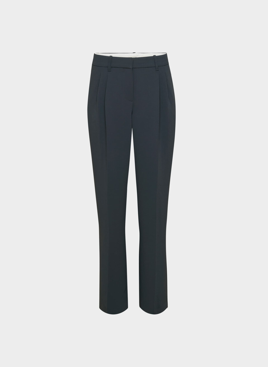 pantalonii the effortless pant curve-fit cu talie joasă - crepette bleumarin Închis