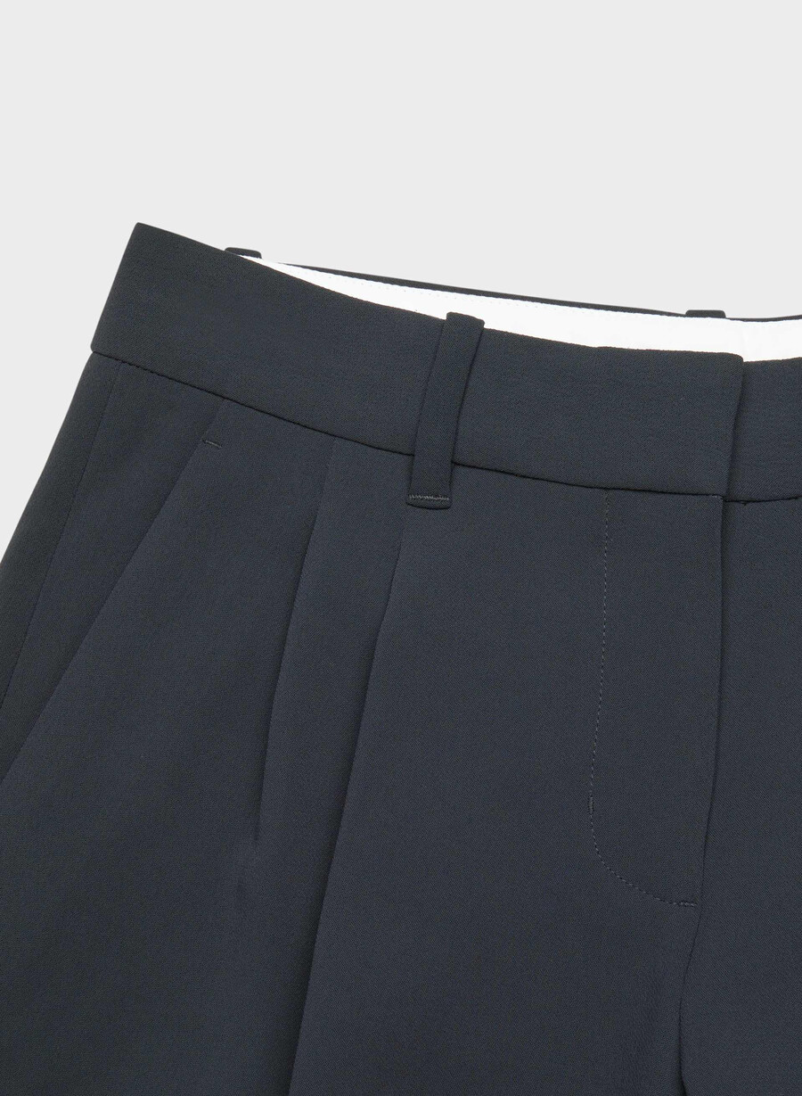 pantalonii the effortless pant curve-fit cu talie joasă - crepette bleumarin Închis