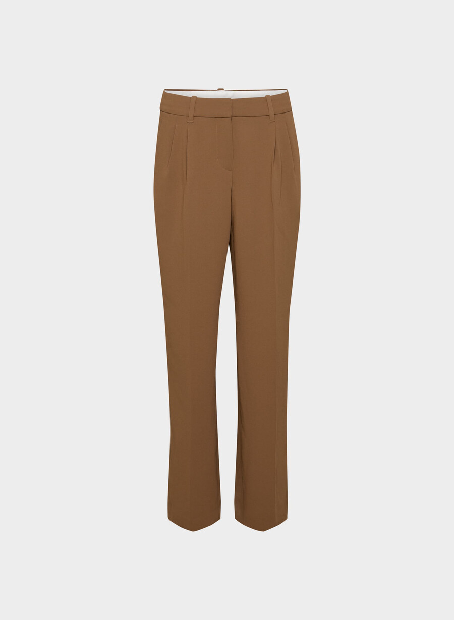 pantalonii the effortless pant cu croială curbată talie joasă - crepette maro ciocolatiu