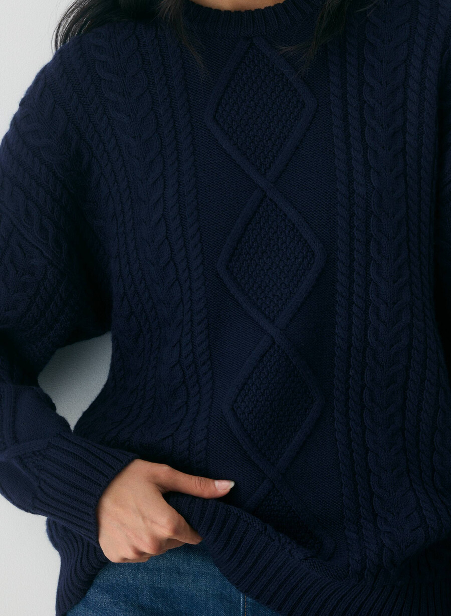 pulover heritage knit din lână merinos alb-gălbui
