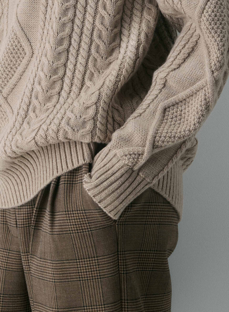 pulover heritage knit din lână merinos heather nomad taupe