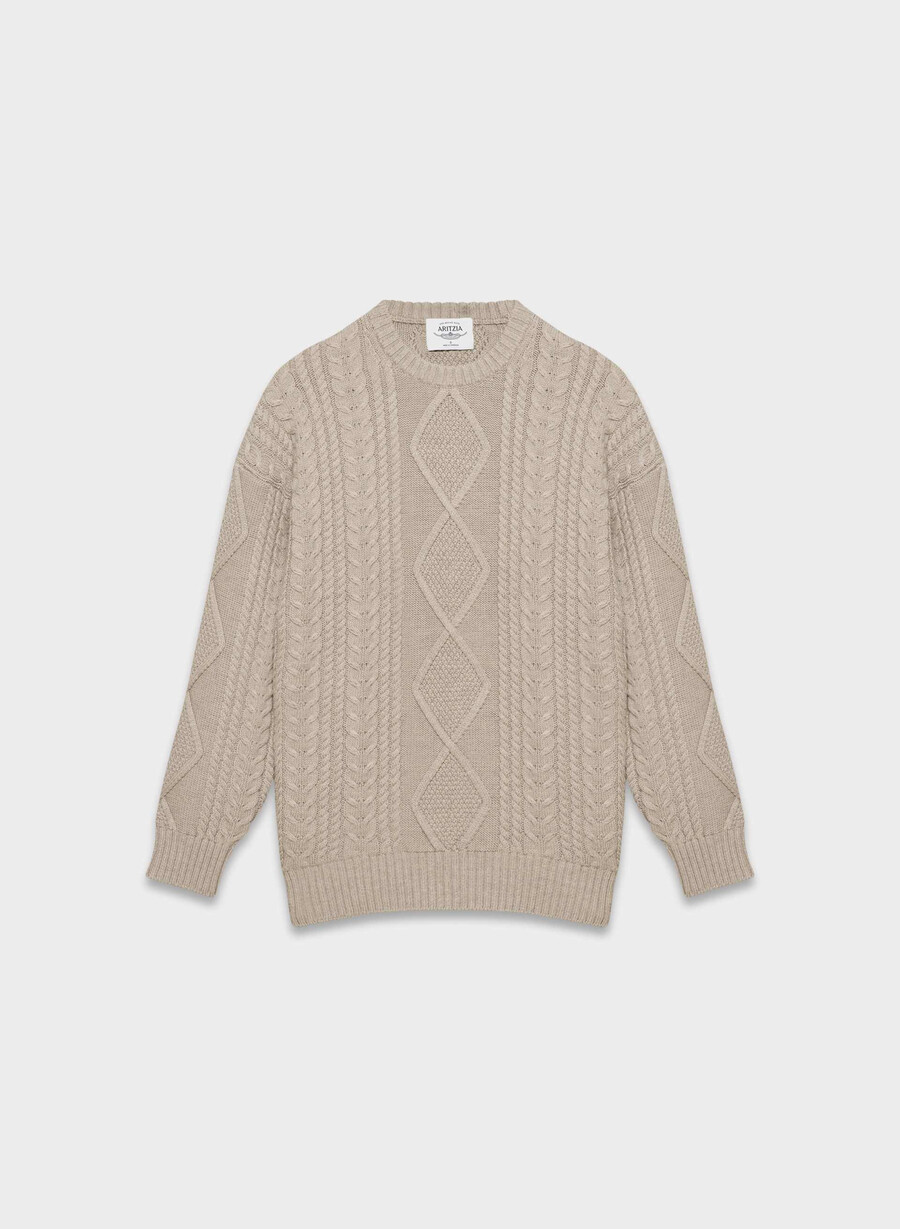 pulover heritage knit din lână merinos heather nomad taupe