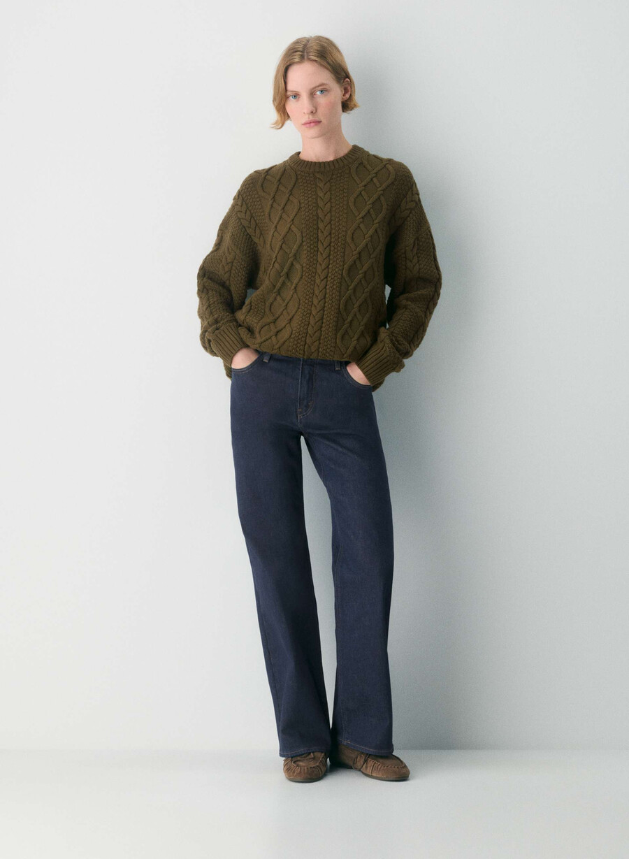 pulover heritage knit din lână merinos verde privat