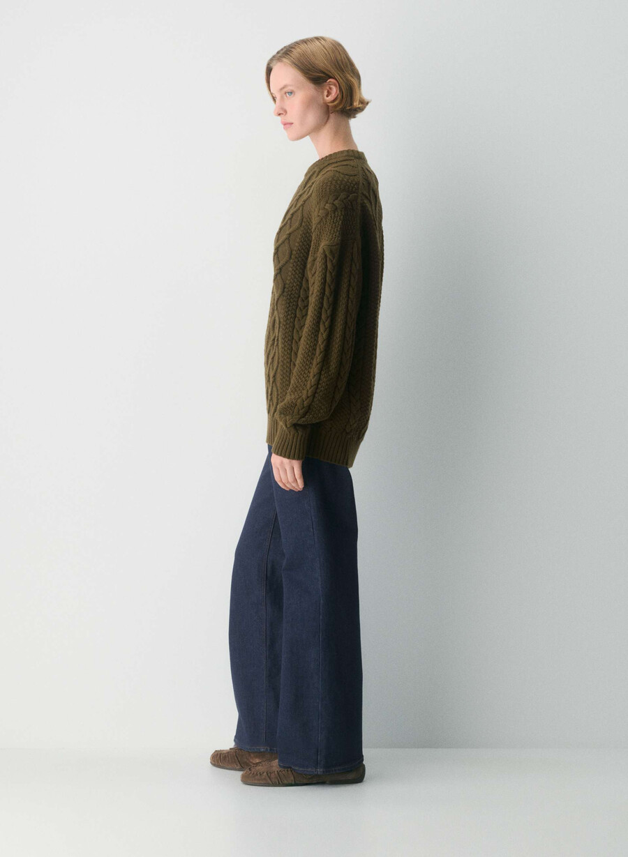 pulover heritage knit din lână merinos verde privat