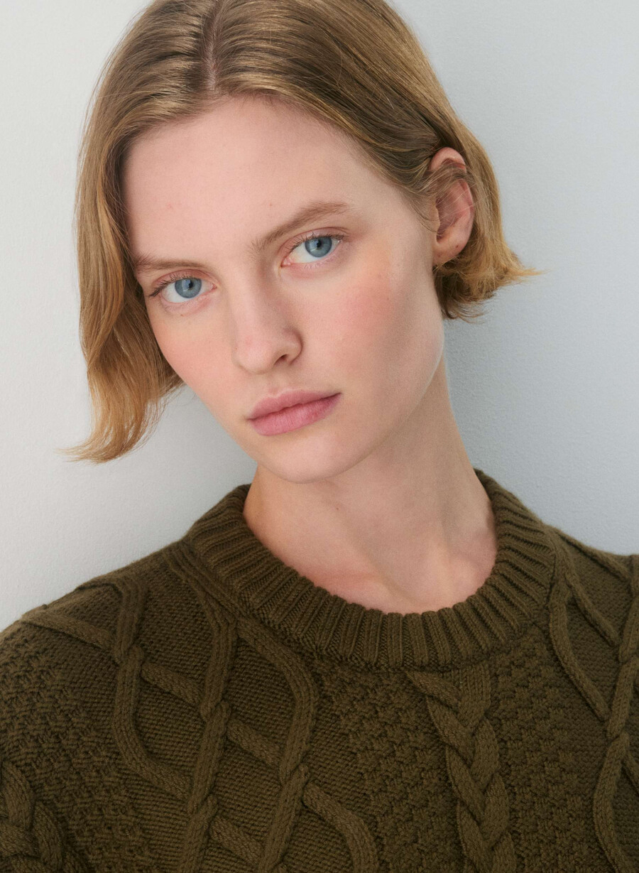 pulover heritage knit din lână merinos verde privat