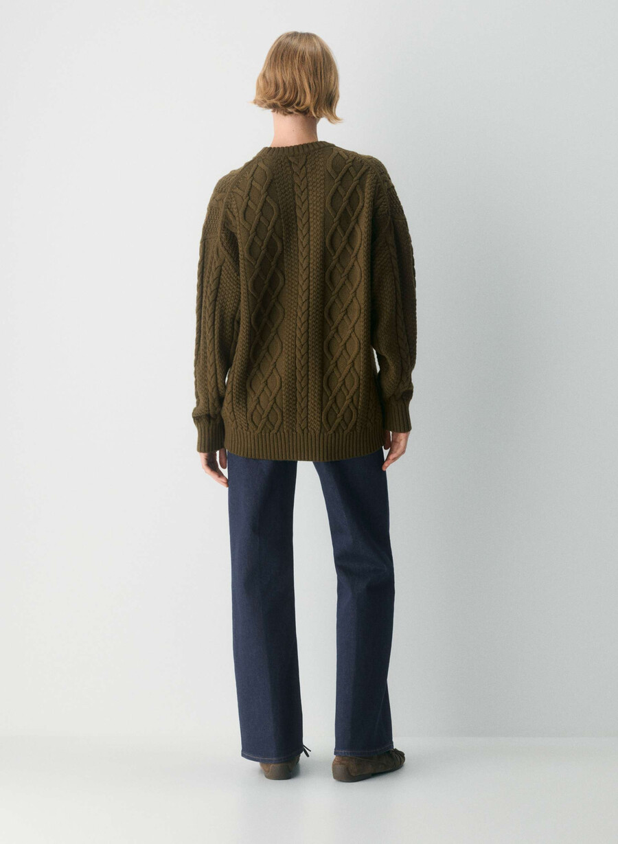 pulover heritage knit din lână merinos verde privat