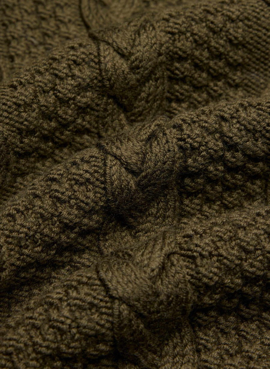 pulover heritage knit din lână merinos verde privat