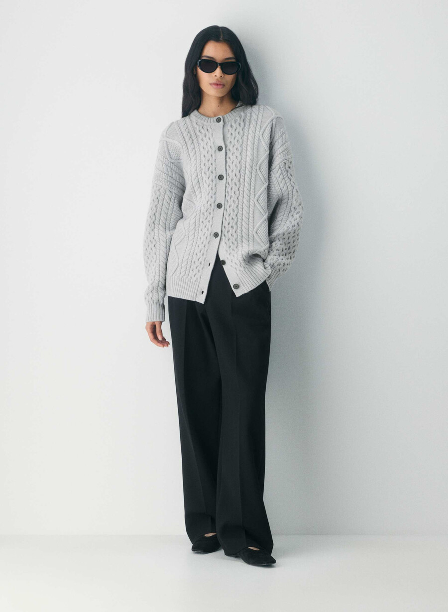 cardigan heritage knit din lână merinos heather chrome