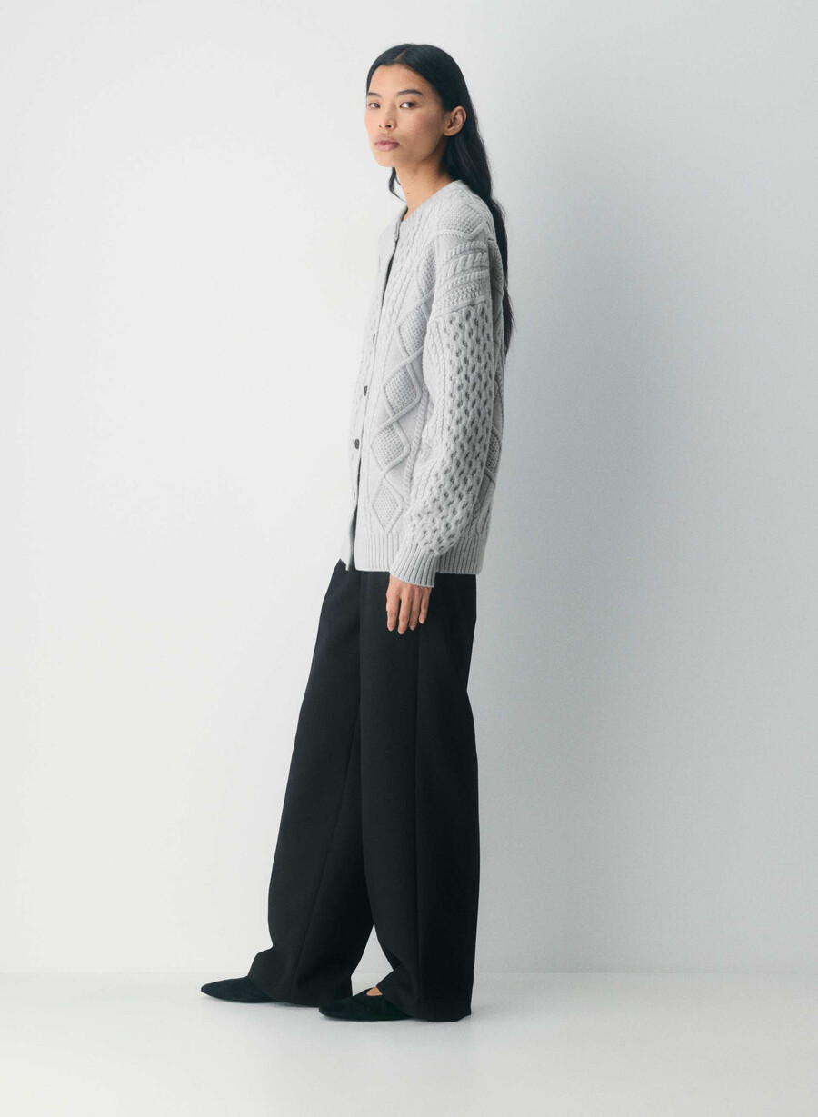 cardigan heritage knit din lână merinos heather chrome