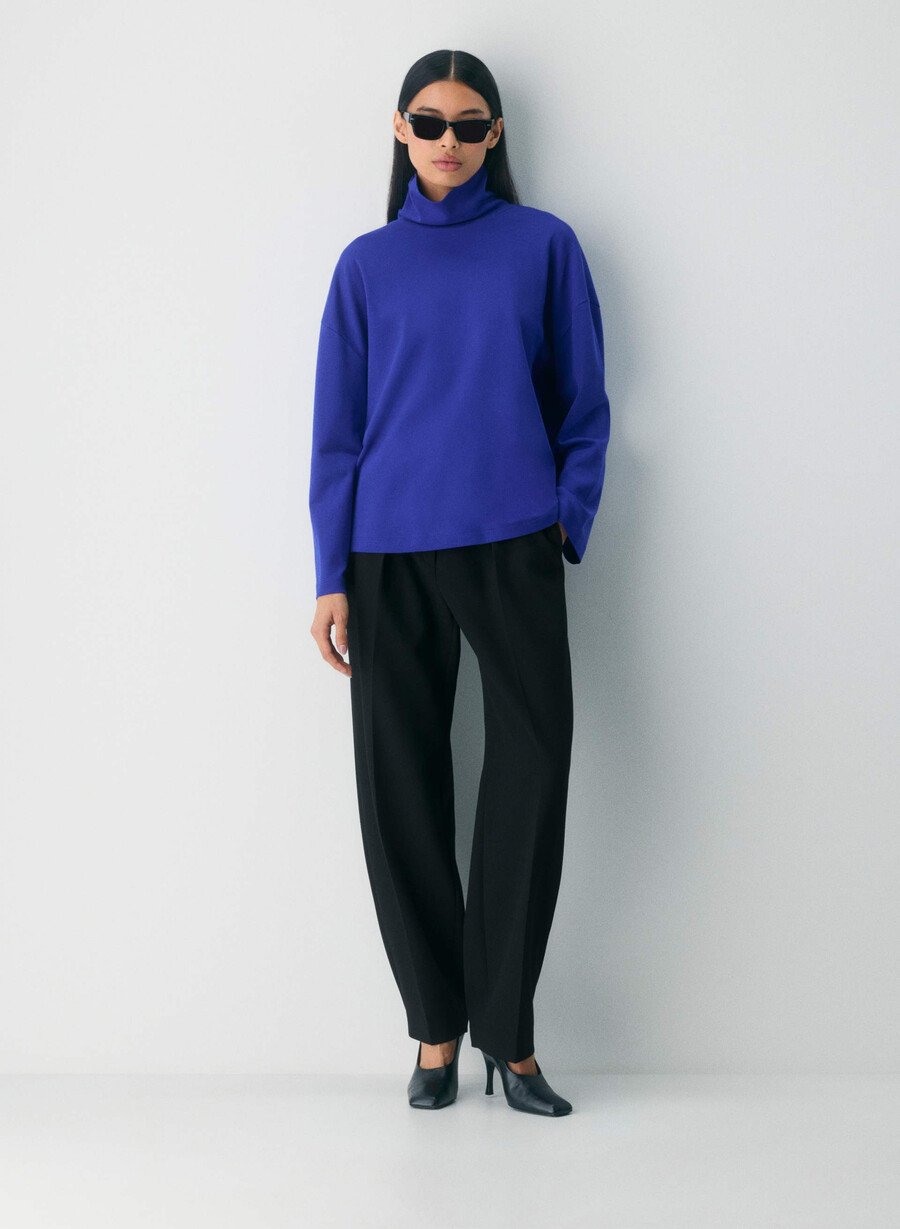 pulover cu guler înalt interlock din bumbac rydel ablaze blue