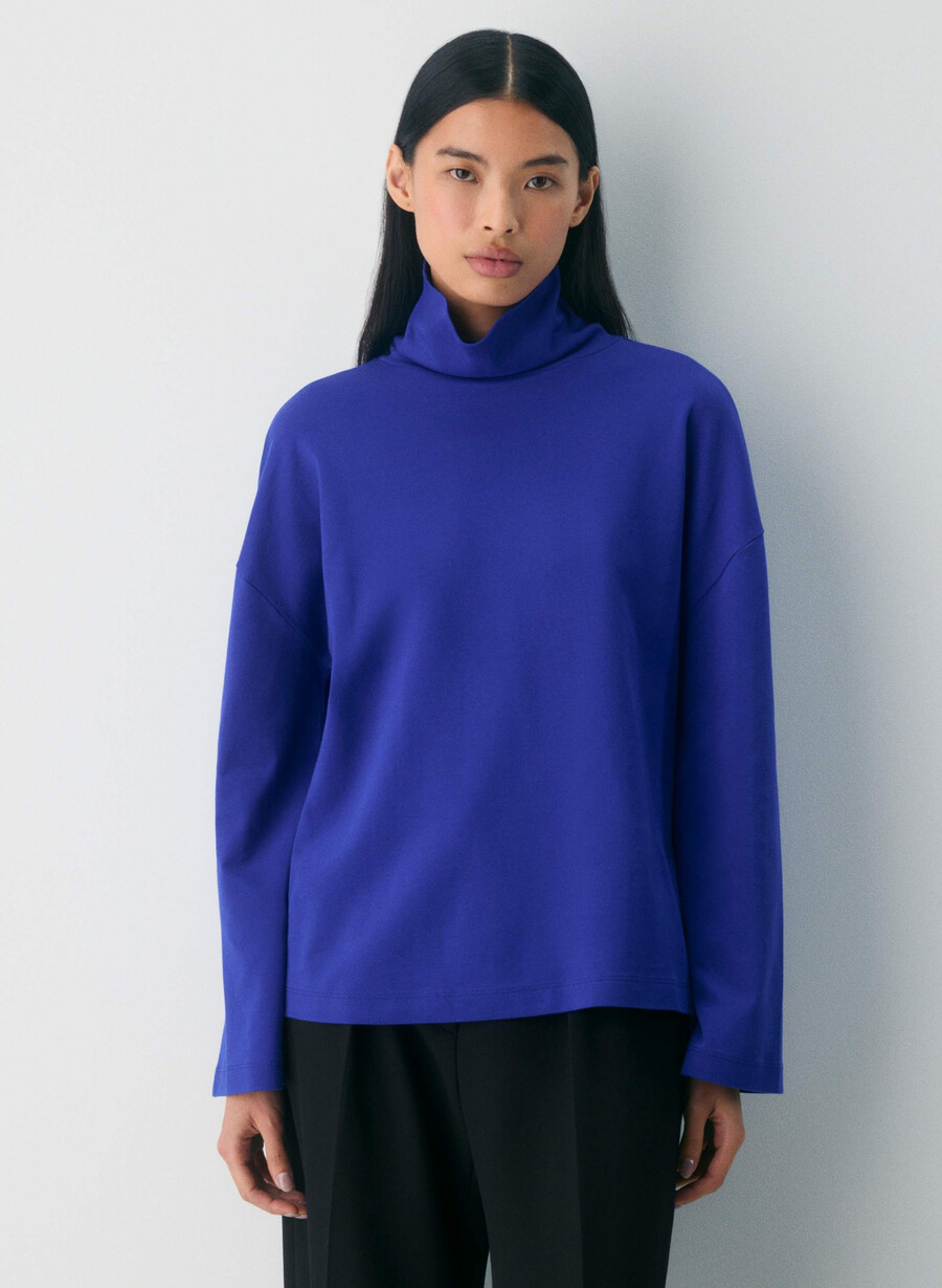 pulover cu guler înalt interlock din bumbac rydel ablaze blue