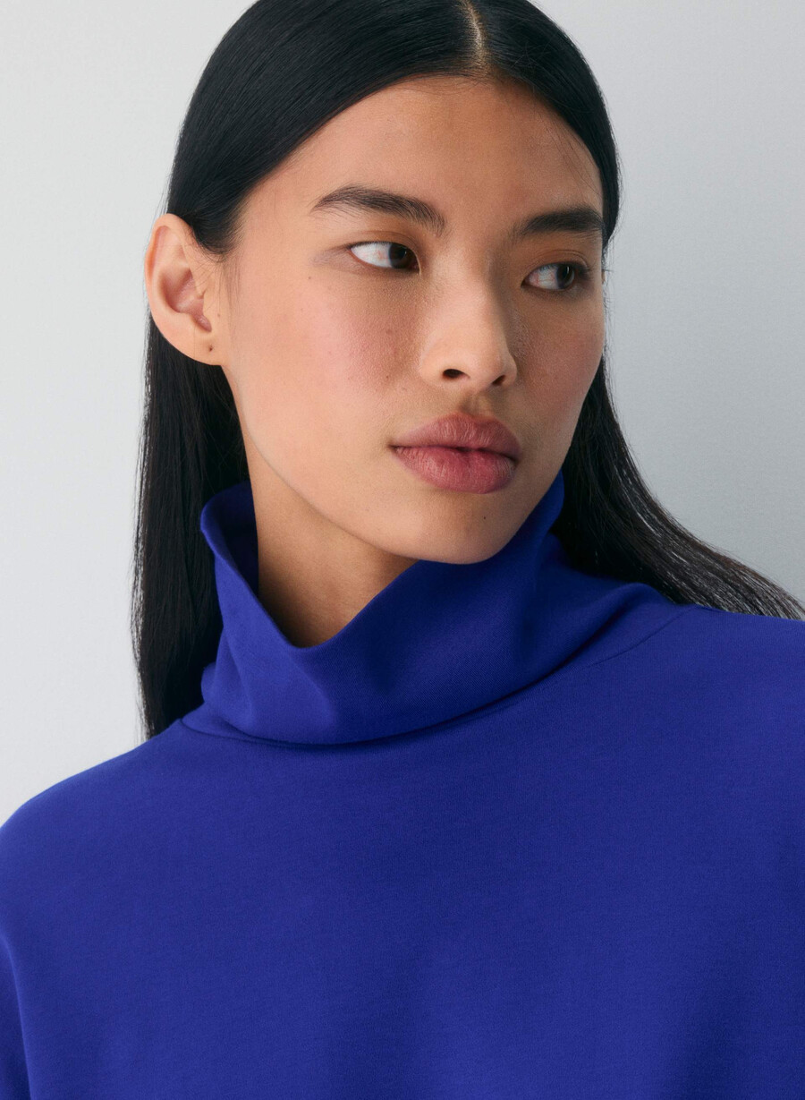 pulover cu guler înalt interlock din bumbac rydel ablaze blue