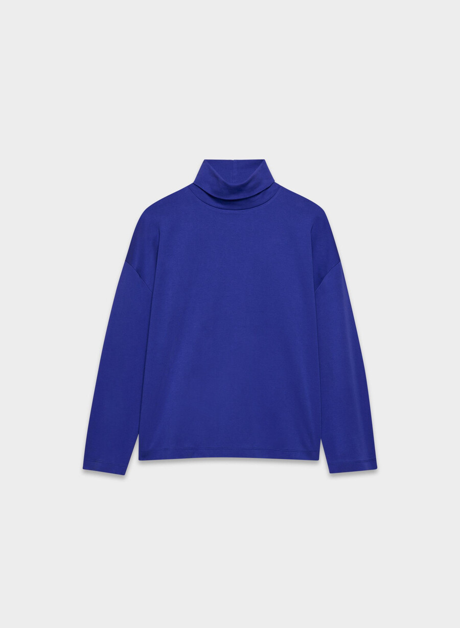 pulover cu guler înalt interlock din bumbac rydel ablaze blue