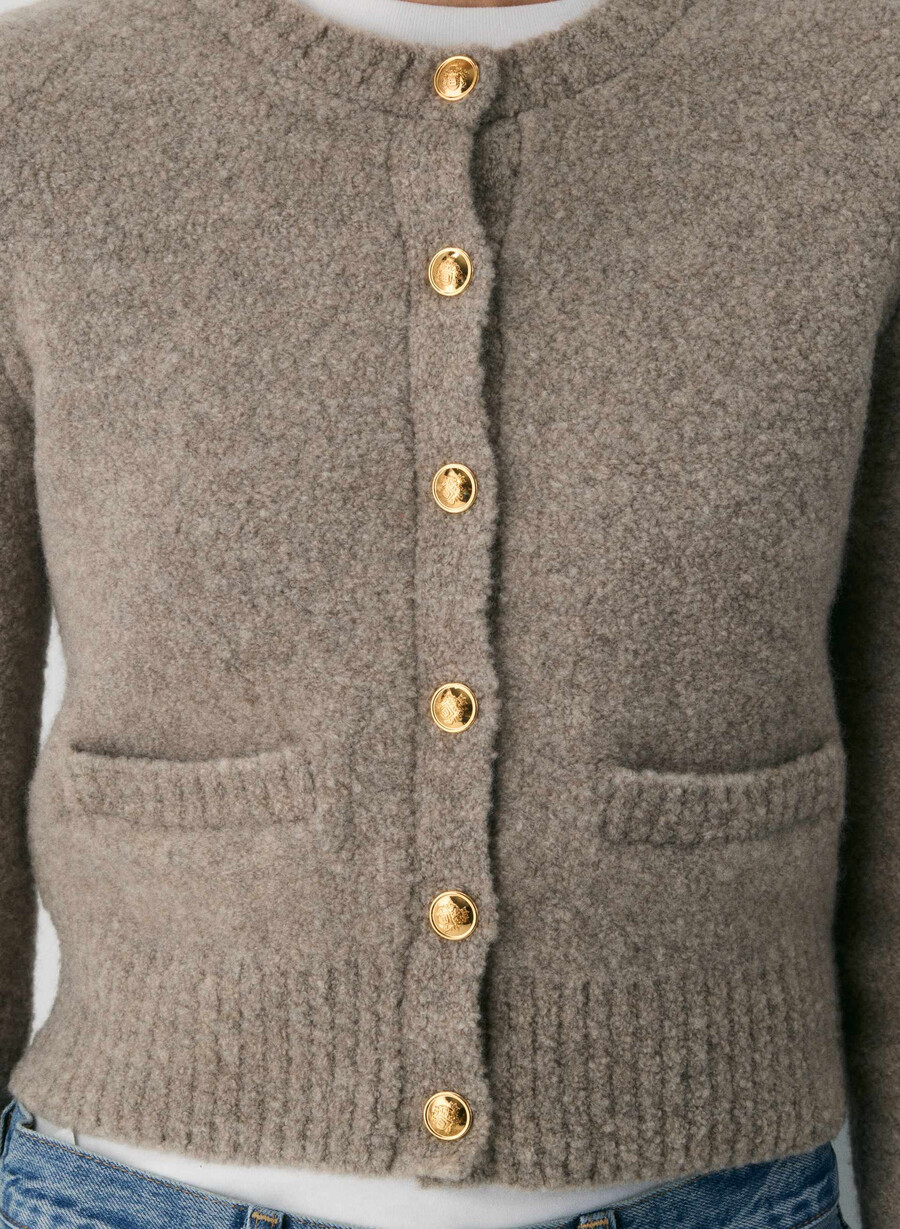 cardigan vernon din lână merinos culoare mesteacăn deschis