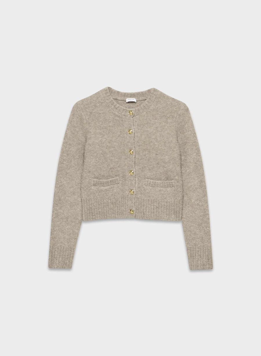 cardigan vernon din lână merinos culoare mesteacăn deschis