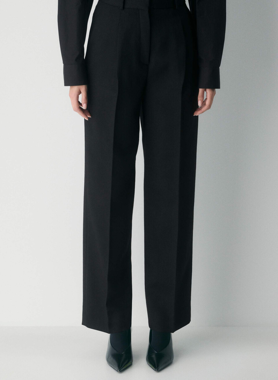 pantaloni tonic wool negri