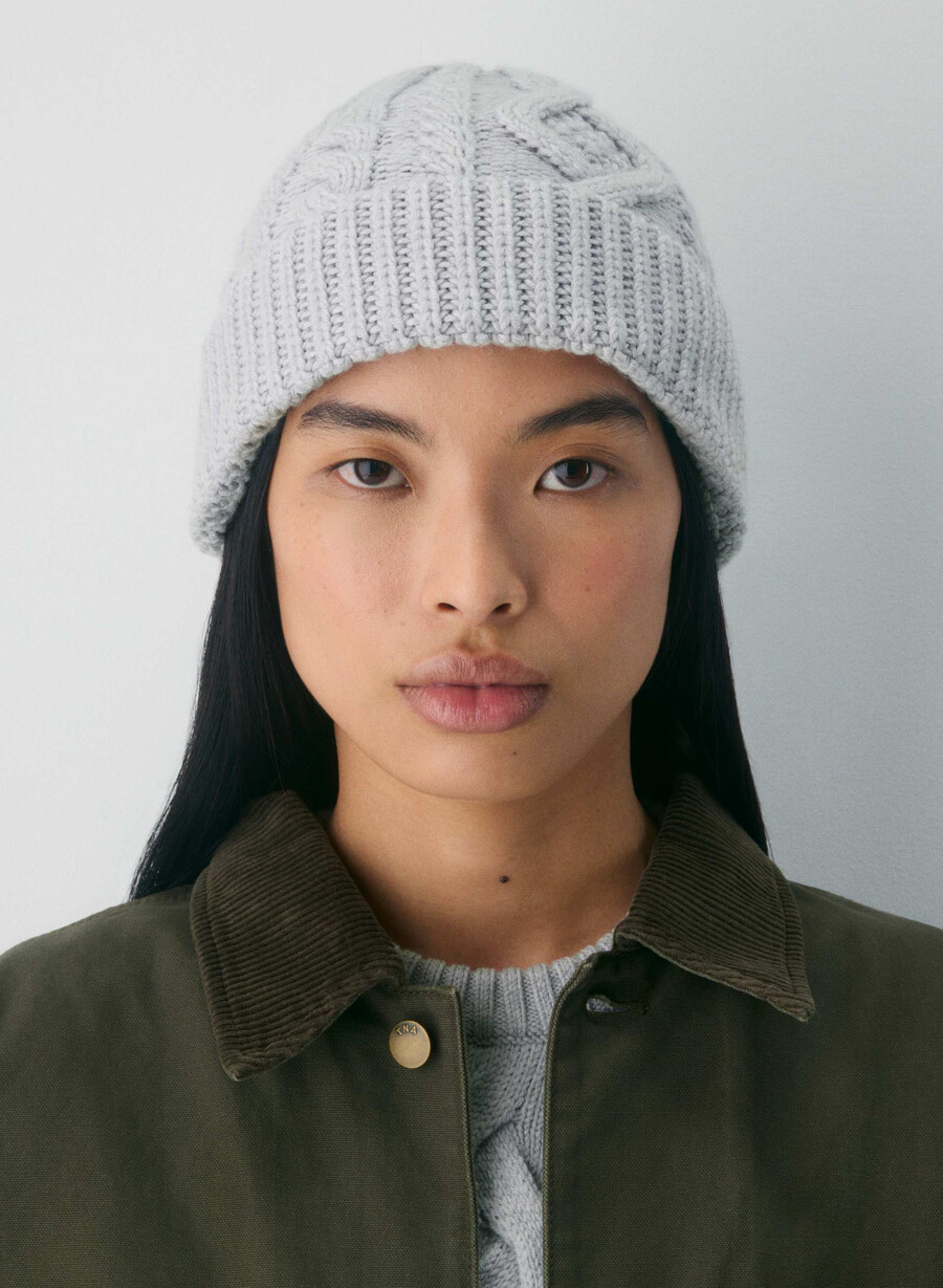 căciulă heritage knit din lână merinos heather chrome