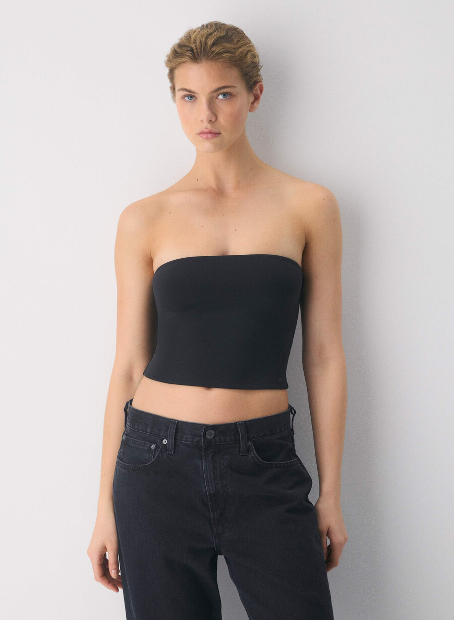 top tubular cu talie conturată originală negru