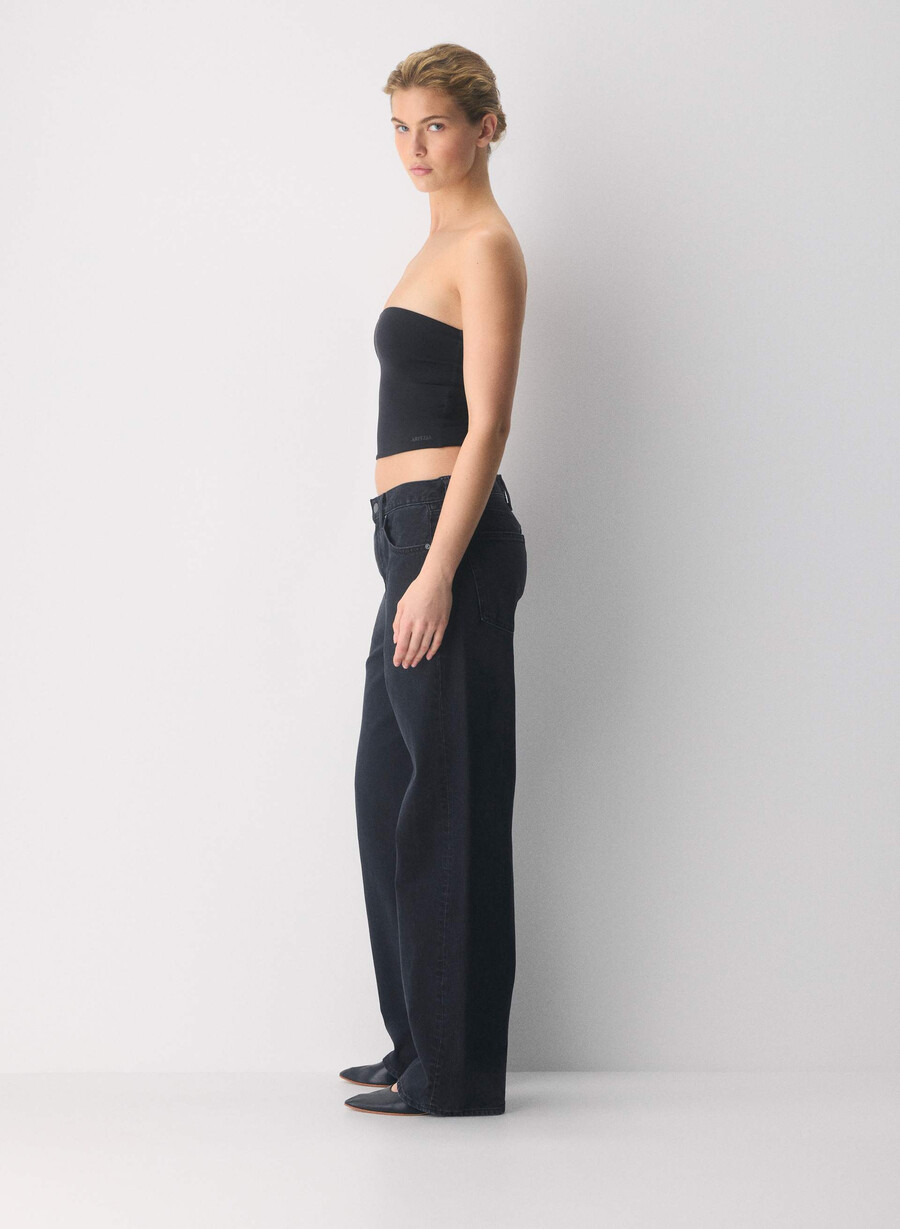 top tubular cu talie conturată originală negru