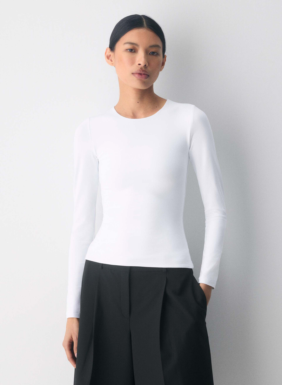 tricou cu mânecă lungă original contour splendid crew alb strĂlucitor