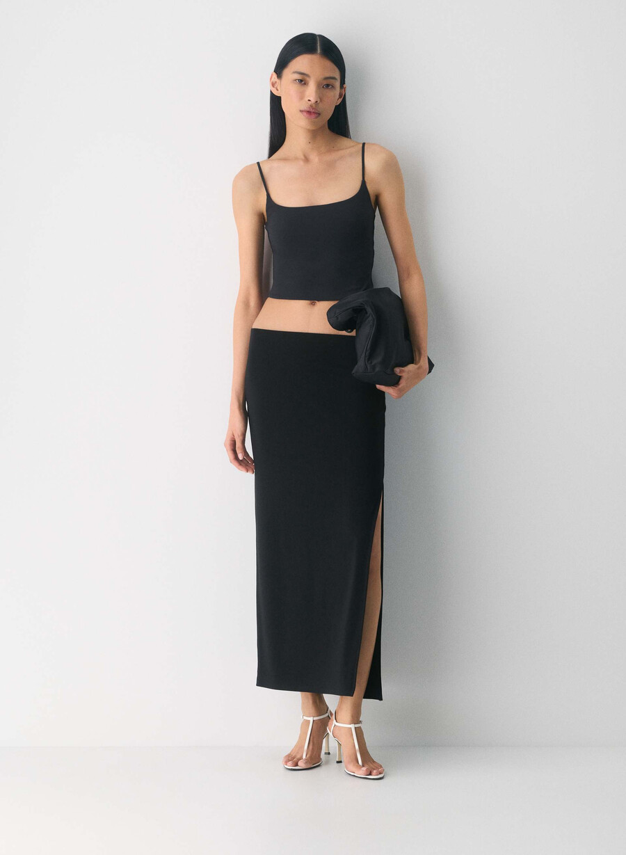 maiou cu talie înaltă original contour presence negru