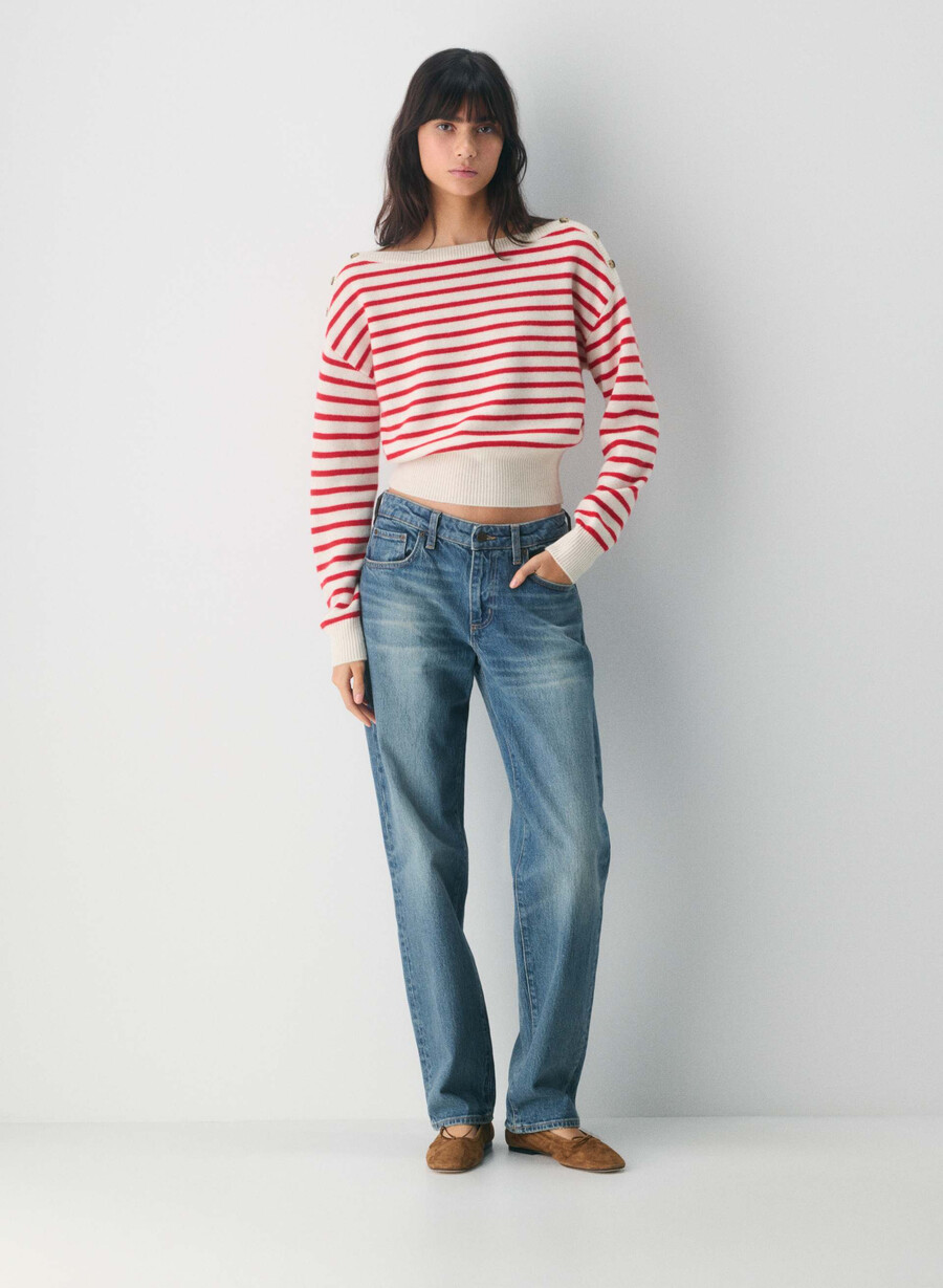 pulover gable din lână și cașmir talie înaltă talie mare model uniform cu imprimeu intermitent