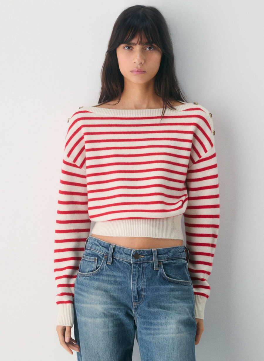 pulover gable din lână și cașmir talie înaltă talie mare model uniform cu imprimeu intermitent