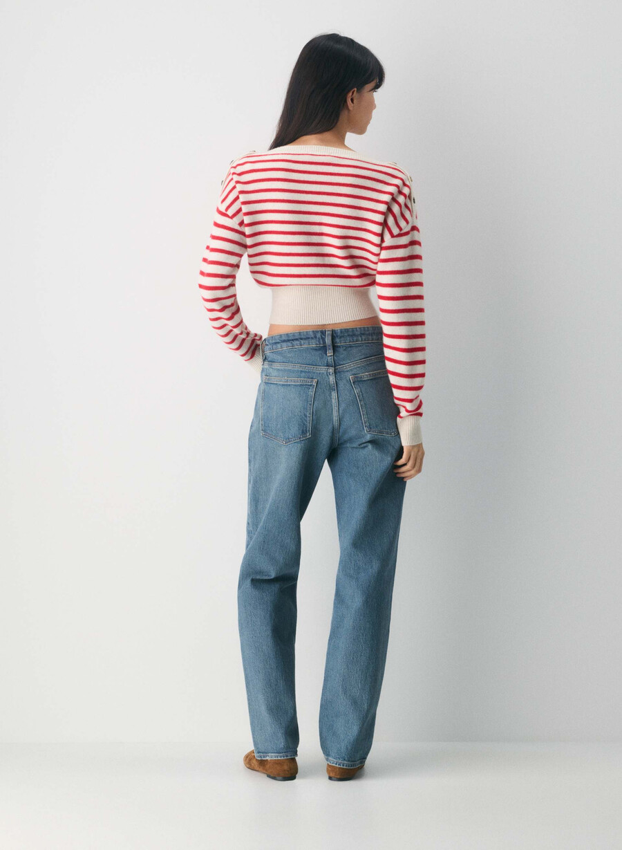 pulover gable din lână și cașmir talie înaltă talie mare model uniform cu imprimeu intermitent