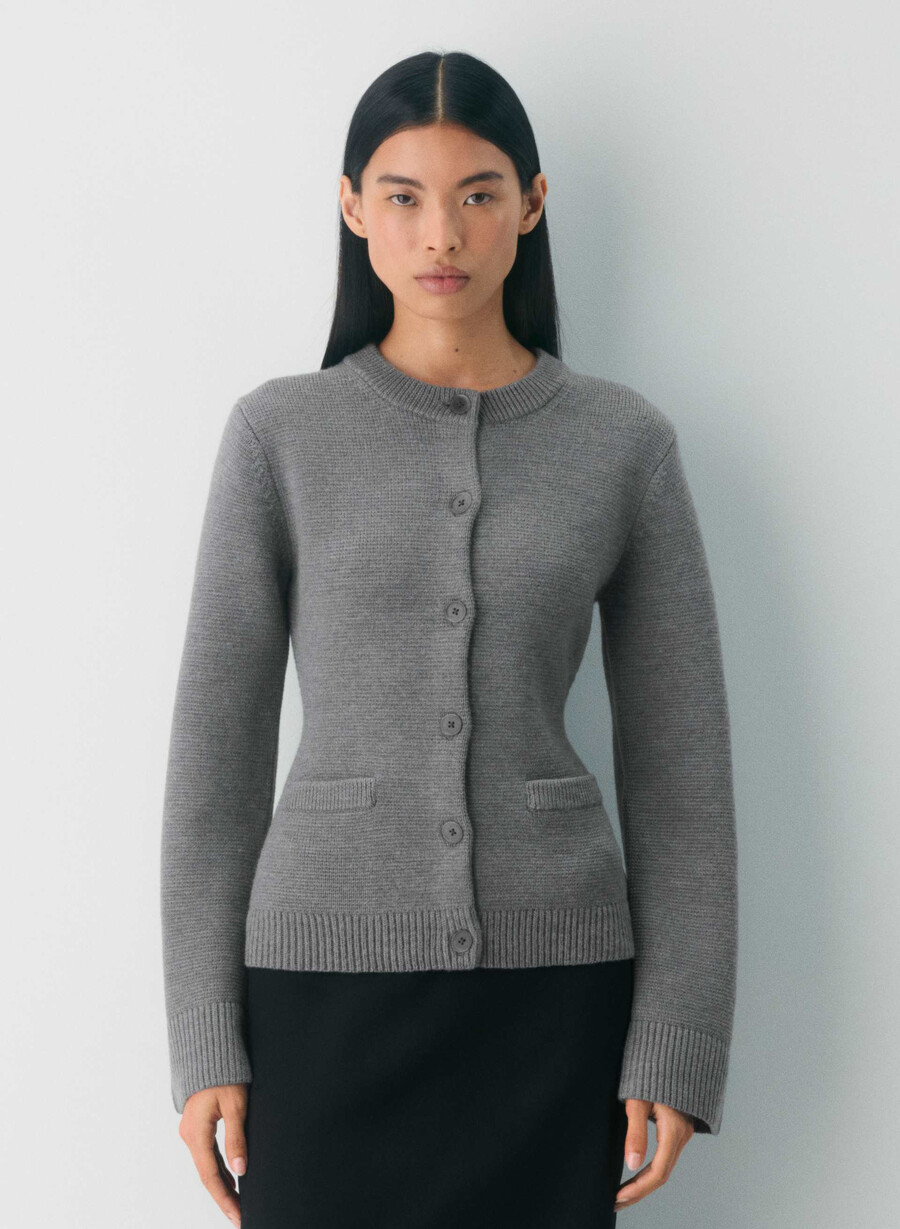 cardigan din lână merino meraki negru